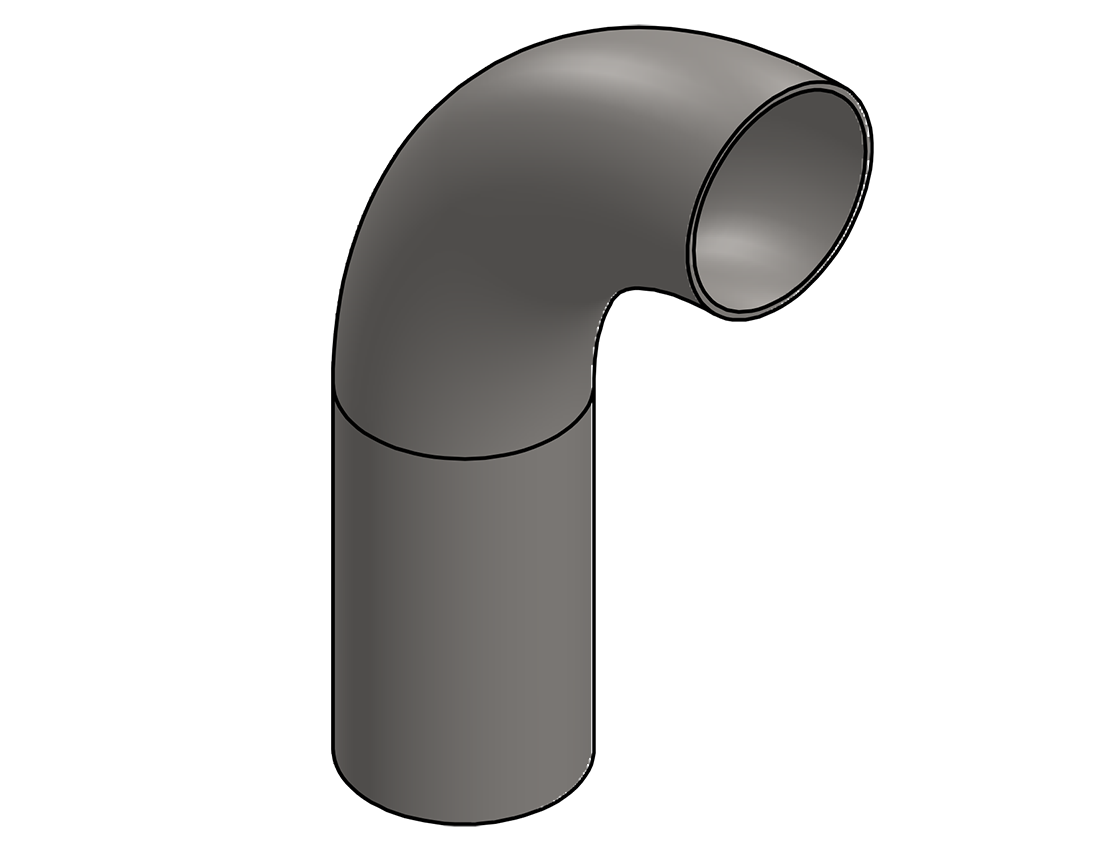 Picture of #6866 - STAINLESS STEEL 3 1/2" TUBE 90° ELBOW W/ 1 TANGENT 6" C.L.R.