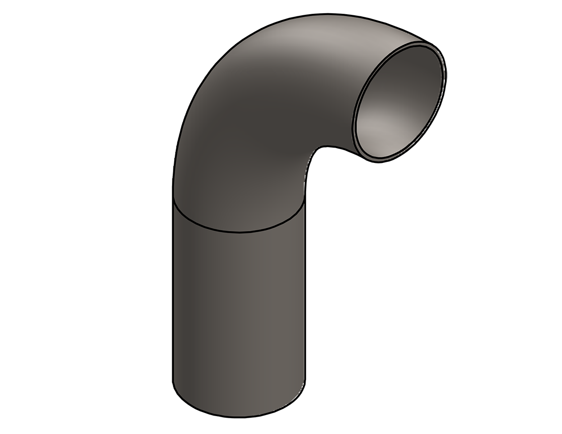 Picture of #4866 - STEEL 3 1/2" TUBE 90° ELBOW W/ 1 TANGENT 6" C.L.R.