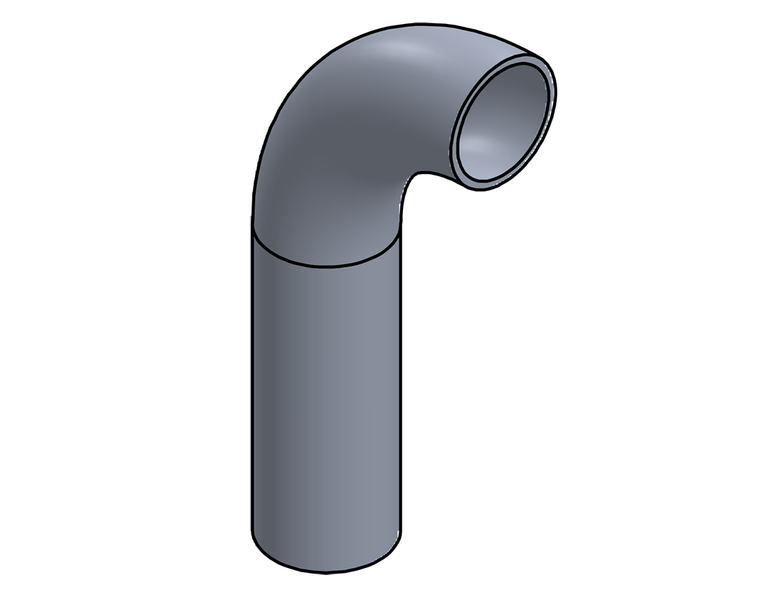 Picture of #1646 - ALUMINUM 2" PIPE 90° ELBOW W/ 1 TANGENT 4" C.L.R.