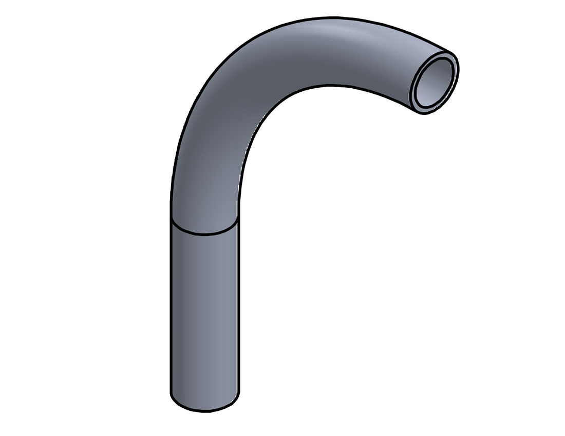 Picture of #5266 - ALUMINUM 1 1/4" TUBE 90° ELBOW W/ 1 TANGENT 6" C.L.R.