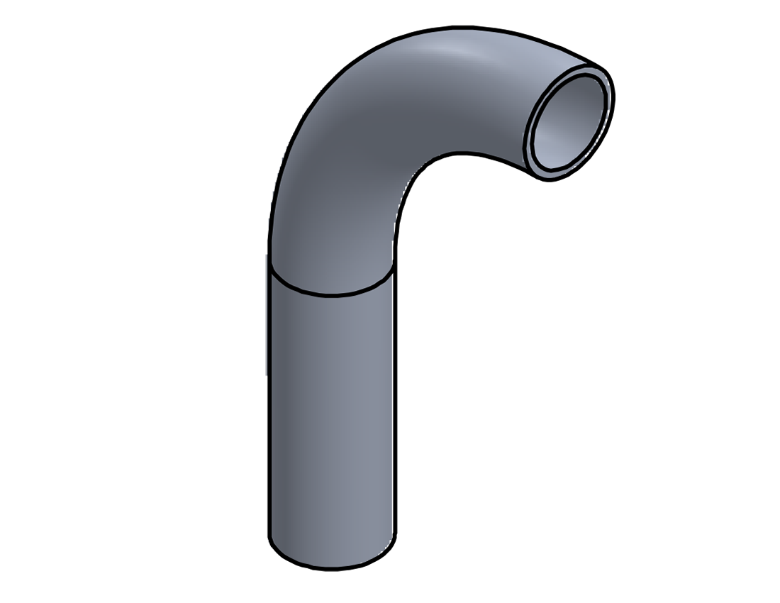 Picture of #5346 - ALUMINUM 1 1/2" TUBE 90° ELBOW W/ 1 TANGENT 4" C.L.R.