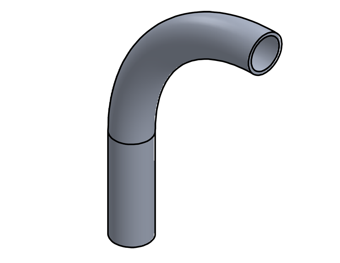 Picture of #5366 - ALUMINUM 1 1/2" TUBE 90° ELBOW W/ 1 TANGENT 6" C.L.R.