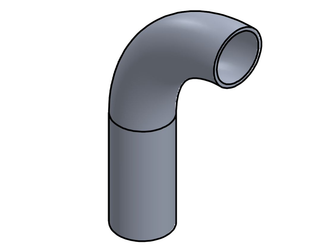 Picture of #5546 - ALUMINUM 2" TUBE 90° ELBOW W/ 1 TANGENT 4" C.L.R.