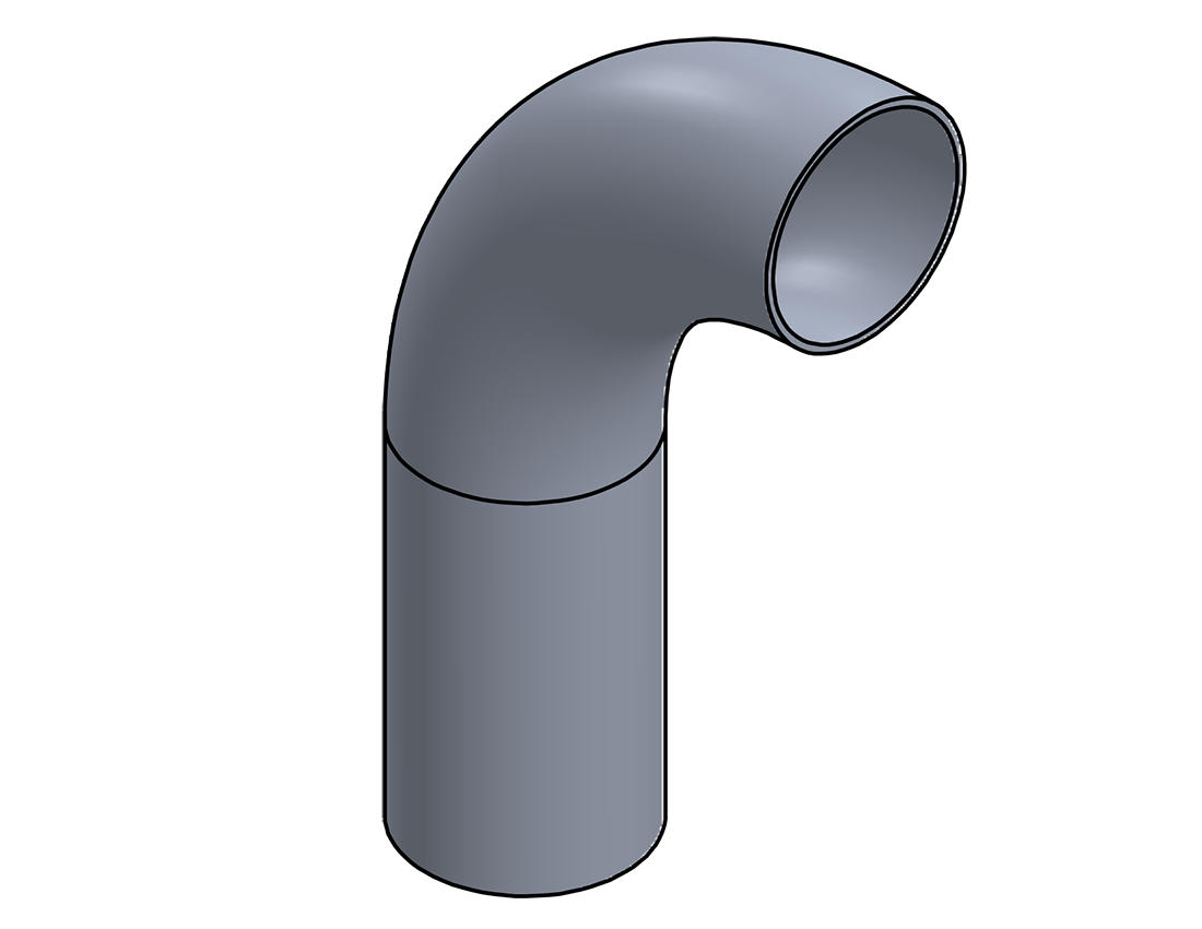 Picture of #5866 - ALUMINUM 3-1/2" TUBE 90° ELBOW W/ 1 TANGENT 6" C.L.R.