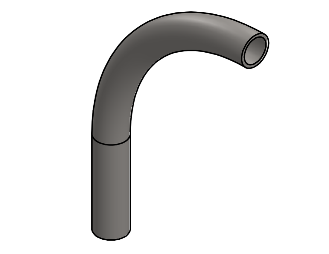 Picture of #2376 - STAINLESS STEEL 1" PIPE 90° ELBOW W/ 1 TANGENT 7" C.L.R.