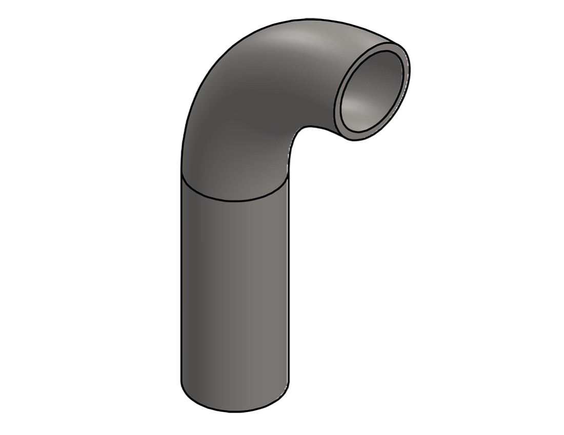 Picture of #2436 - STAINLESS STEEL 1 1/4" PIPE 90° ELBOW W/ 1 TANGENT 3" C.L.R.