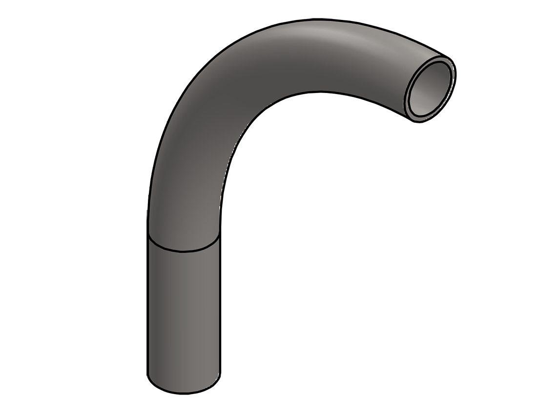 Picture of #2486 - STAINLESS STEEL 1 1/4" PIPE 90° ELBOW W/ 1 TANGENT 8" C.L.R.