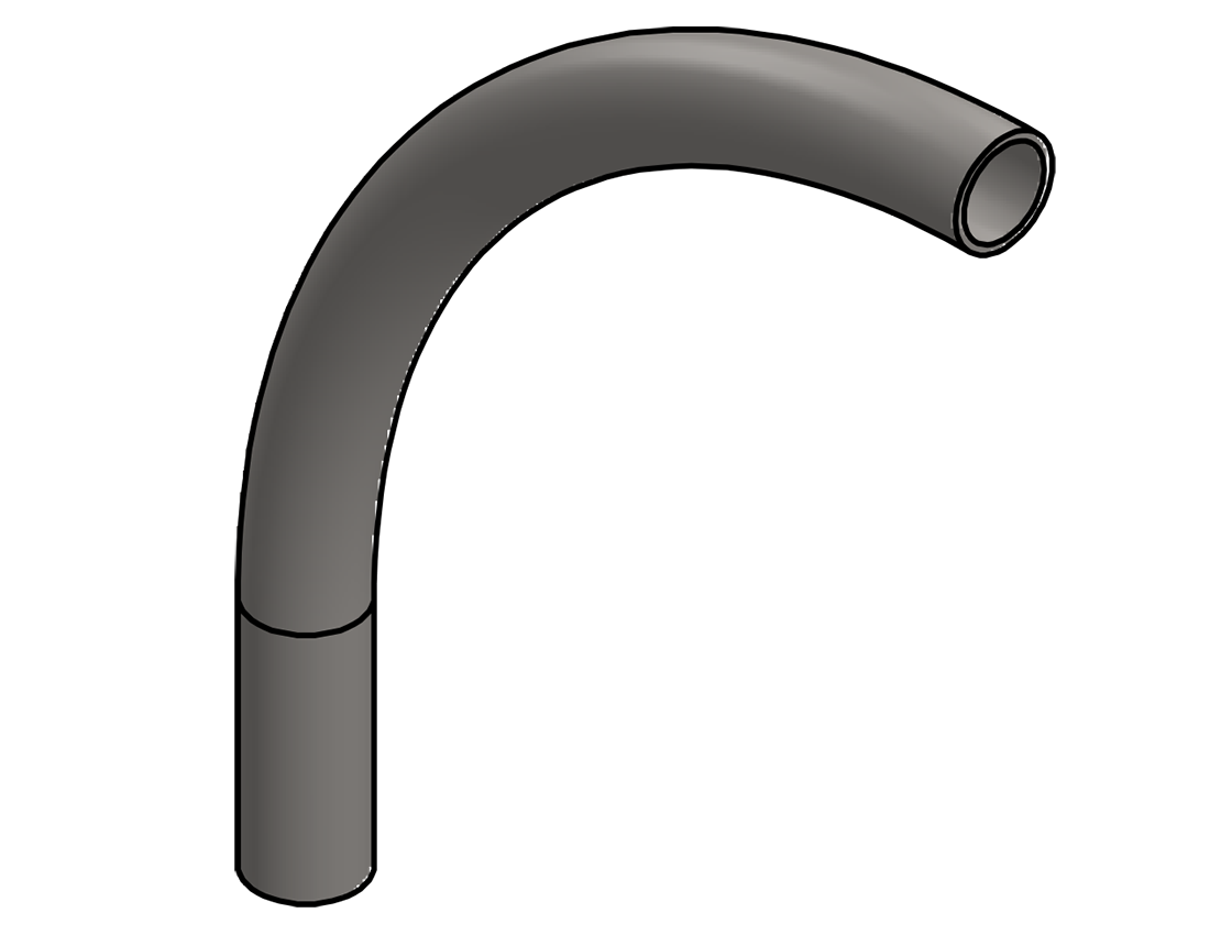 Picture of #24-12-6  - STAINLESS STEEL 1 1/4" PIPE 90° ELBOW W/ 1 TANGENT 12" C.L.R.