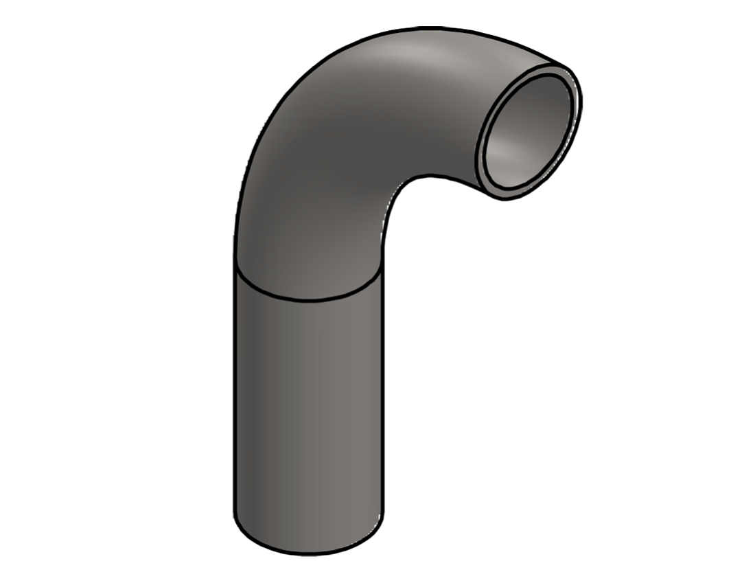Picture of #2546 - STAINLESS STEEL 1-1/2" PIPE 90° ELBOW W/ 1 TANGENT 4" C.L.R.