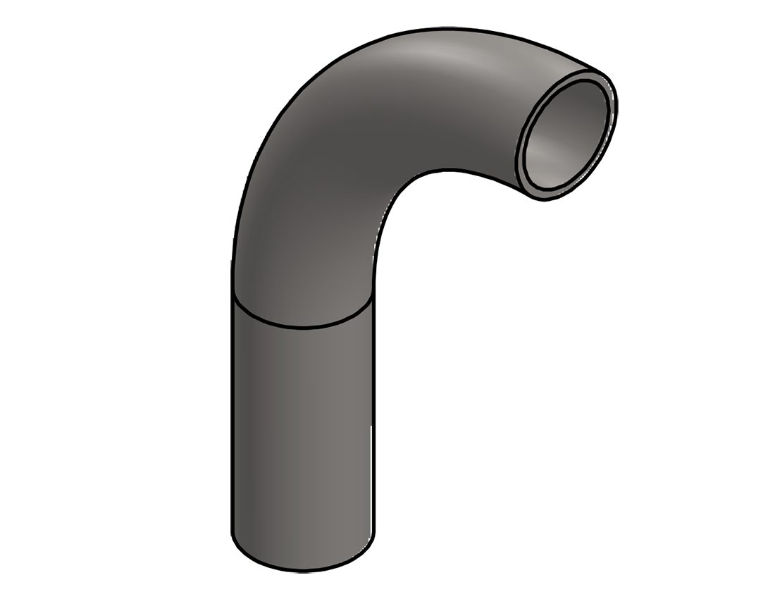 Picture of #2556 - STAINLESS STEEL 1 1/2" PIPE 90° ELBOW W/ 1 TANGENT 5" C.L.R.