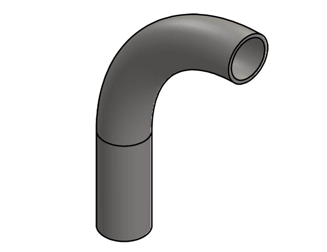 Picture of #2566 - STAINLESS STEEL 1 1/2" PIPE 90° ELBOW W/ 1 TANGENT 6" C.L.R.