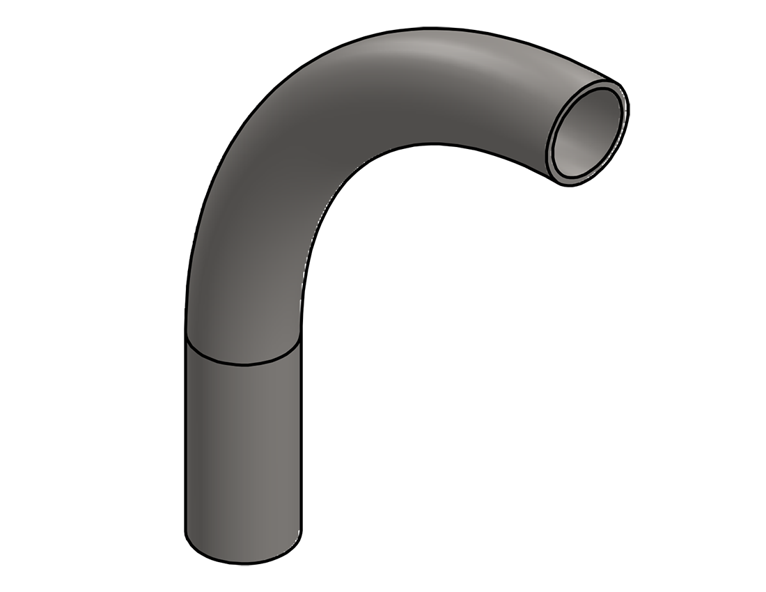 Picture of #2586 - STAINLESS STEEL 1 1/2" PIPE 90° ELBOW W/ 1 TANGENT 8" C.L.R.