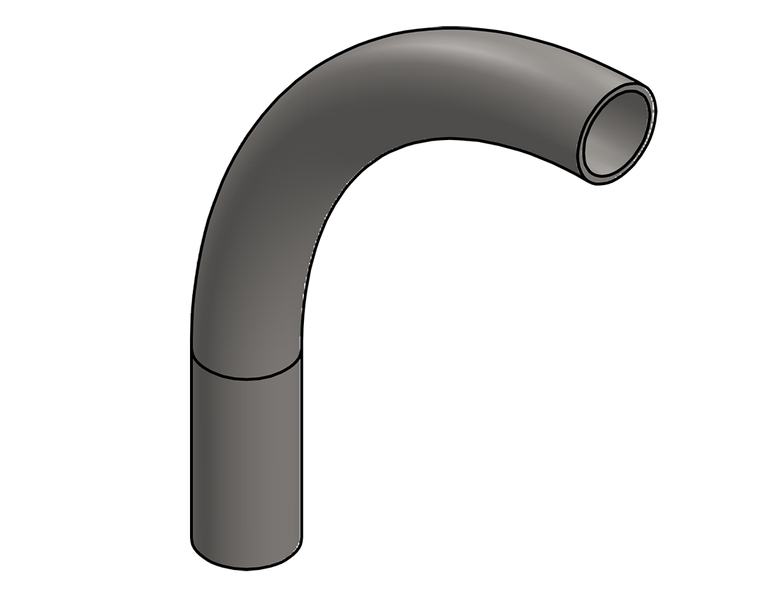 Picture of #2596 - STAINLESS STEEL 1 1/2" PIPE 90° ELBOW W/ 1 TANGENT 9" C.L.R.