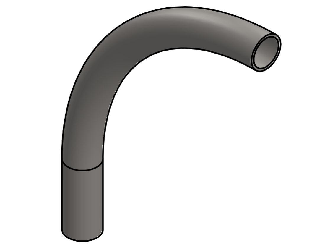 Picture of #25-12-6 - STAINLESS STEEL 1 1/2" PIPE 90° ELBOW W/ 1 TANGENT 12" C.L.R.