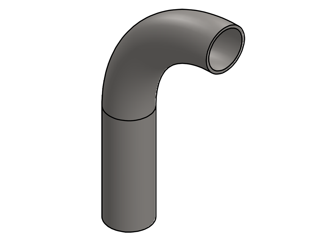 Picture of #2666 - STAINLESS STEEL 2" PIPE 90° ELBOW W/ 1 TANGENT 6" C.L.R.