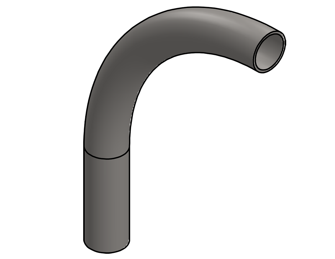 Picture of #26-12-6  - STAINLESS STEEL 2" PIPE 90° ELBOW W/ 1 TANGENT 12" C.L.R.