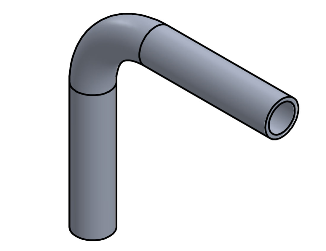 Picture of #1217 - ALUMINUM 3/4" PIPE 90° ELBOW W/ 2 TANGENTS 2" C.L.R.