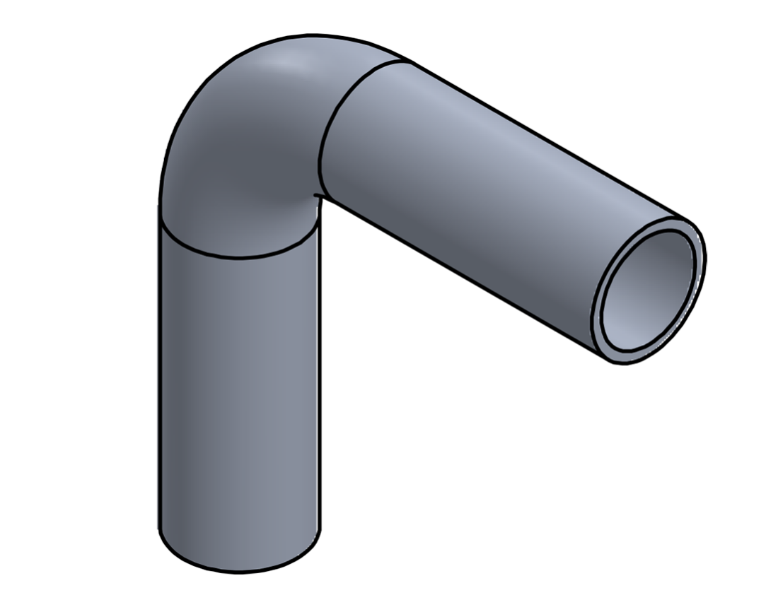 Picture of #1417 - ALUMINUM 1 1/4" PIPE 90° ELBOW W/ 2 TANGENTS 2" C.L.R.