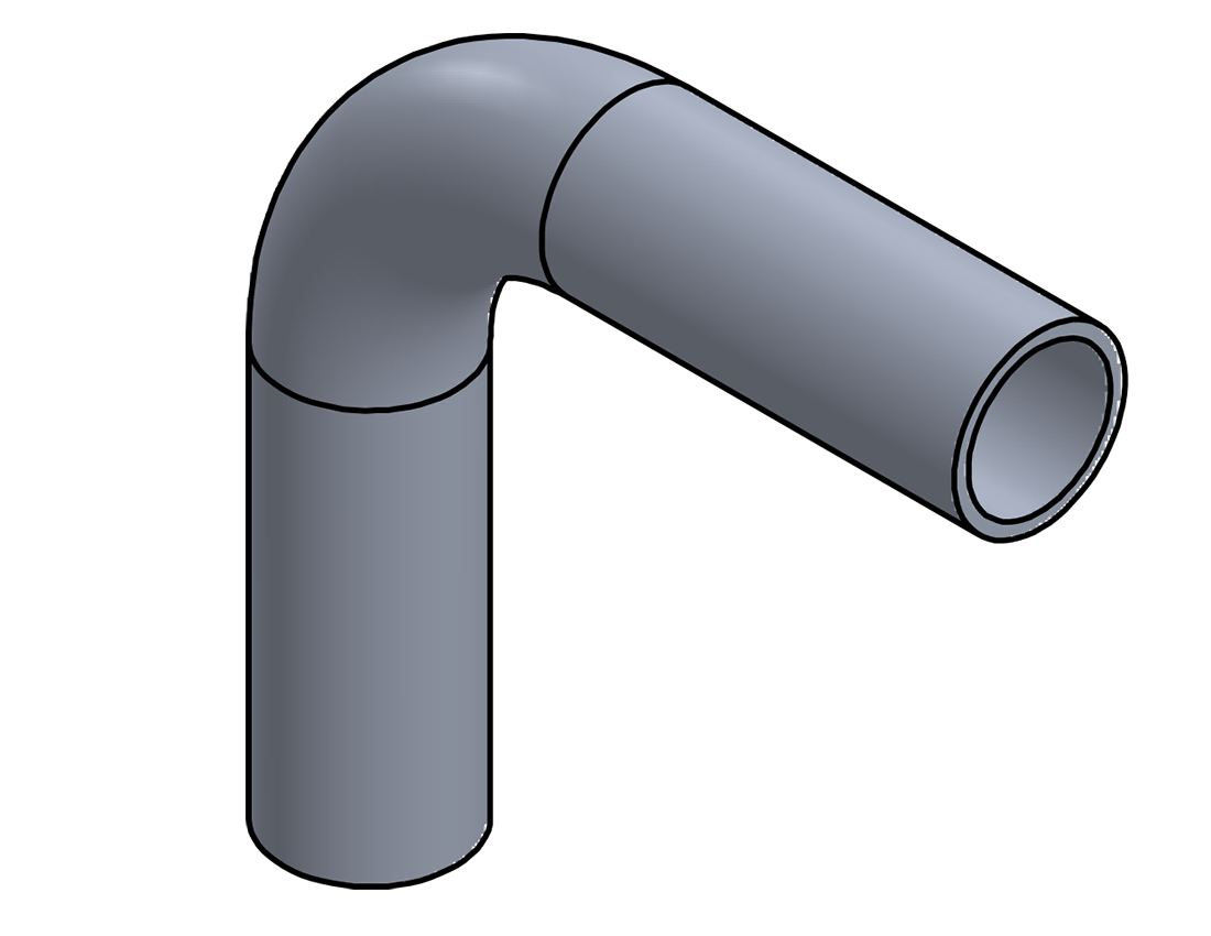 Picture of #1427 - ALUMINUM 1-1/4" PIPE 90° ELBOW W/2 TANGENTS 2.5" C.L.R.