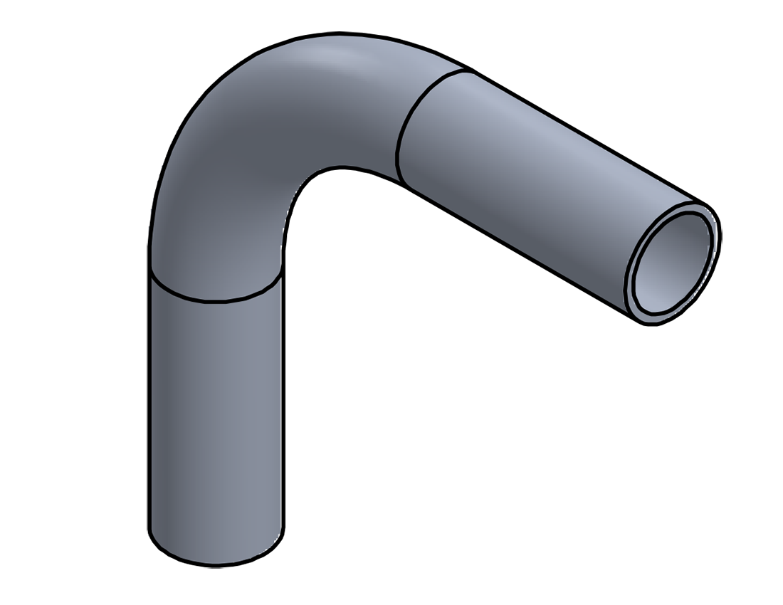 Picture of #1447 - ALUMINUM 1 1/4" PIPE 90° ELBOW W/ 2 TANGENTS 4" C.L.R.