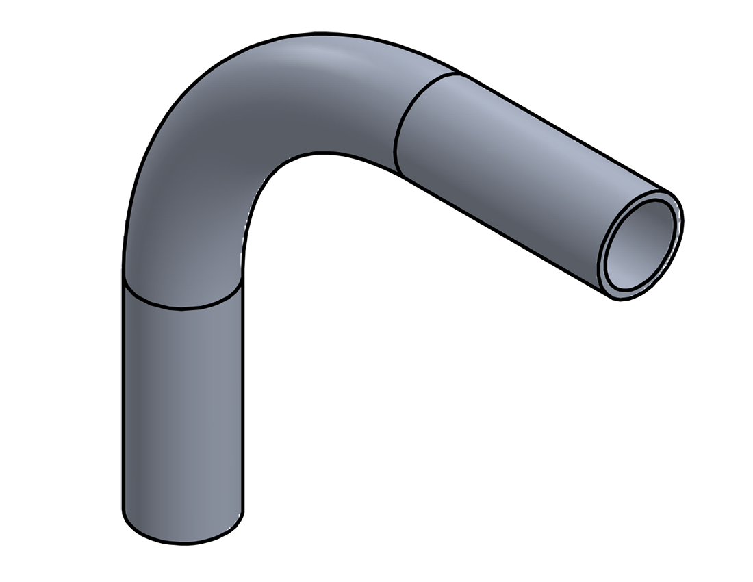 Picture of #1457 - ALUMINUM 1 1/4" PIPE 90° ELBOW W/ 2 TANGENTS 5" C.L.R.