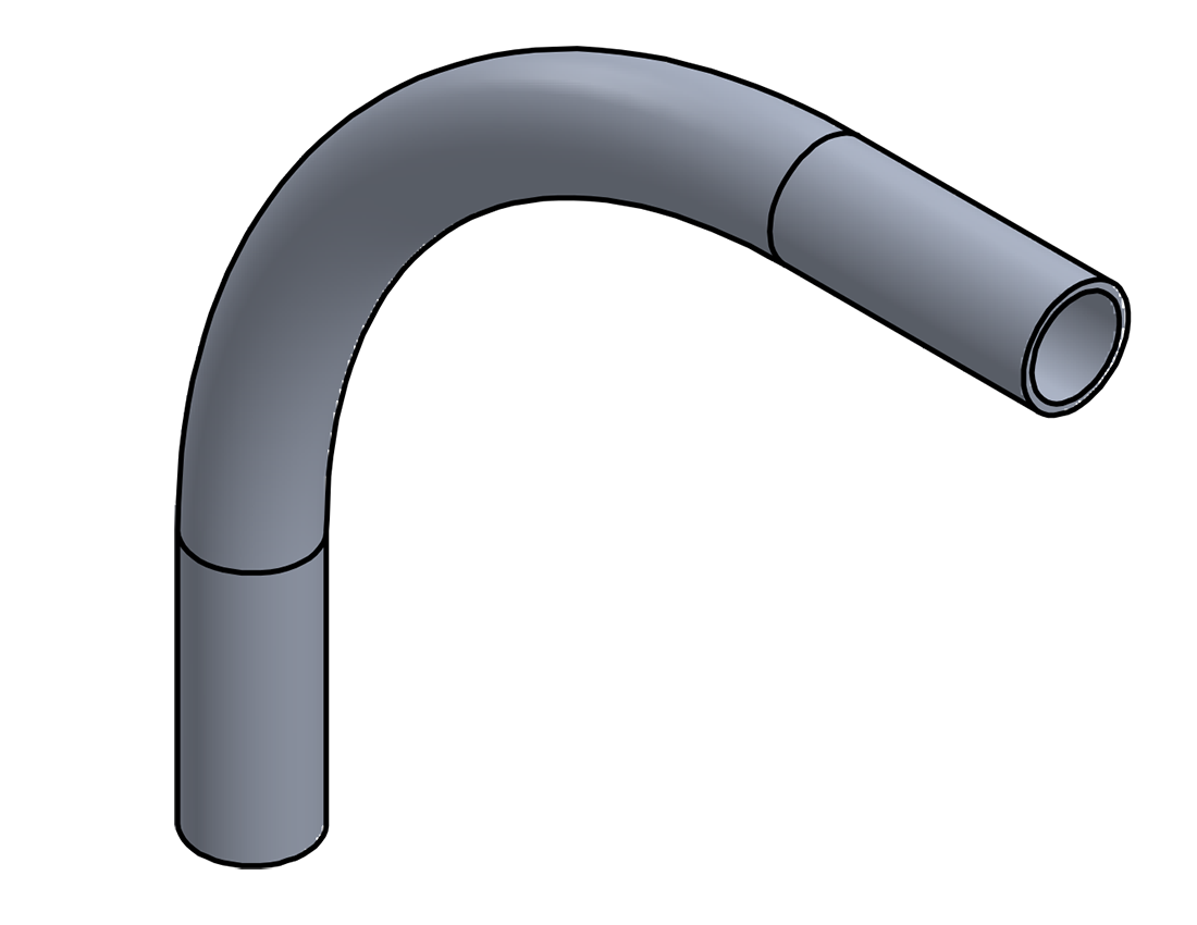 Picture of #1497 - ALUMINUM 1 1/4" PIPE 90° ELBOW W/ 2 TANGENTS 9" C.L.R.