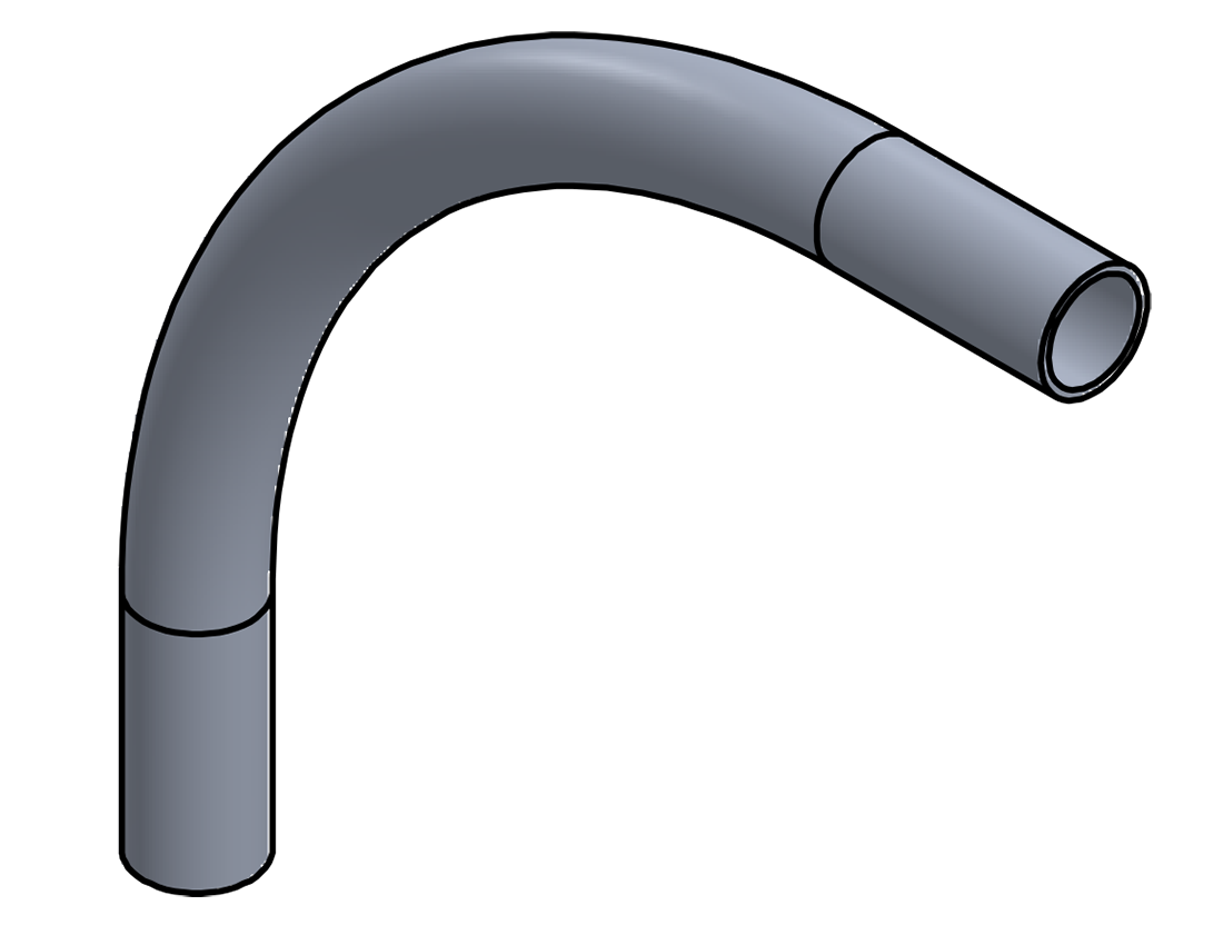 Picture of #15-12-7 - ALUMINUM 1 1/2" PIPE 90° ELBOW W/ 2 TANGENTS 12" C.L.R.