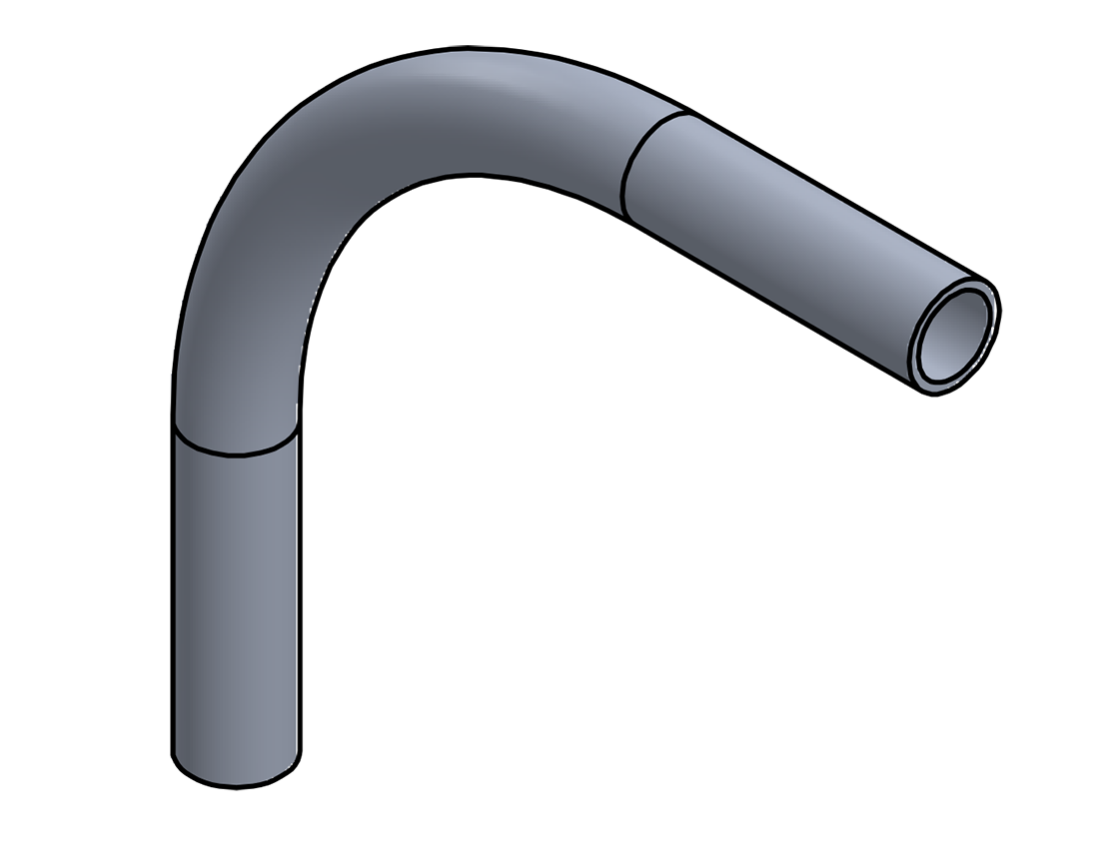 Picture of #5267 - ALUMINUM 1 1/4" TUBE 90° ELBOW W/ 2 TANGENTS 6" C.L.R.