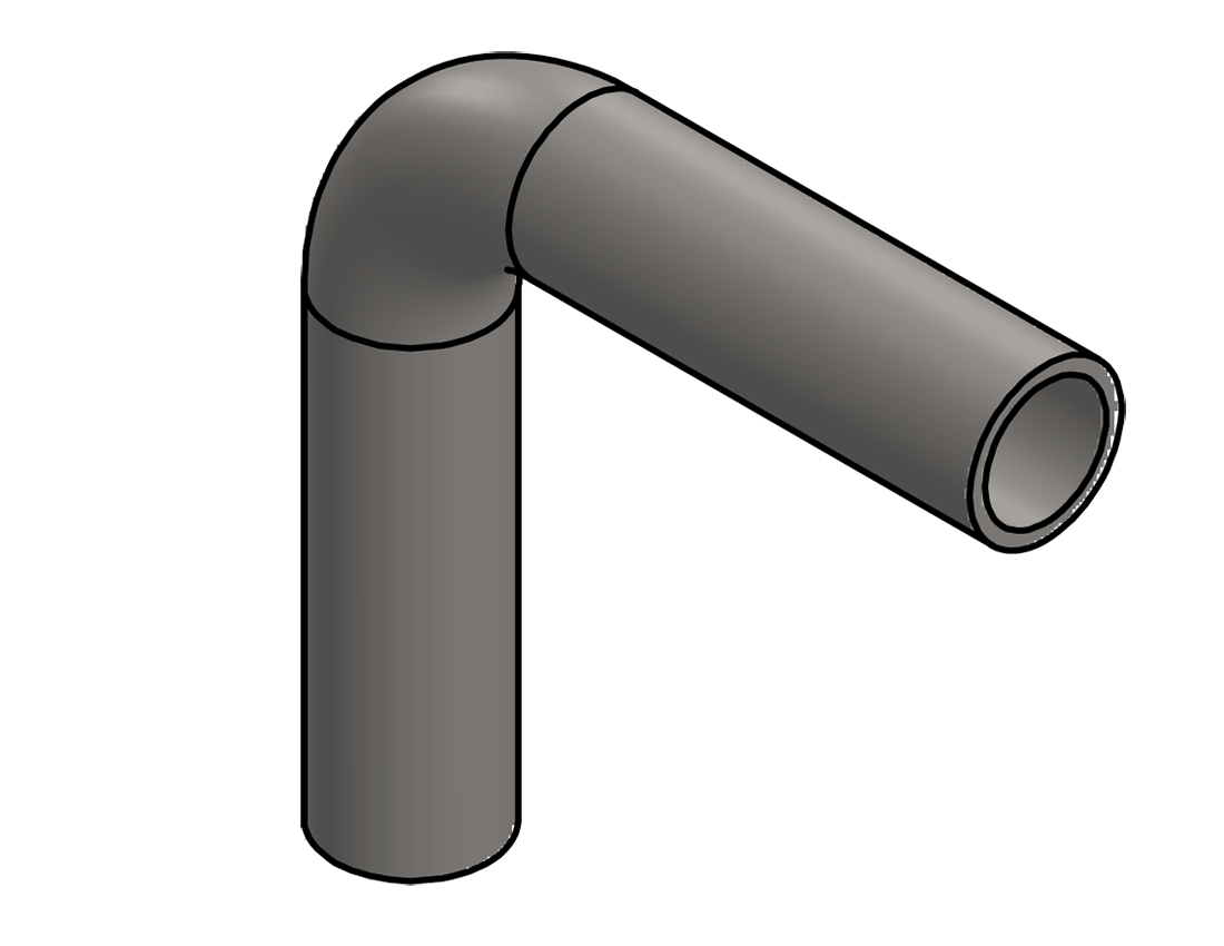 Picture of #2307 - STAINLESS STEEL 1" PIPE 90° ELBOW W/ 2 TANGENTS 1.5" C.L.R.