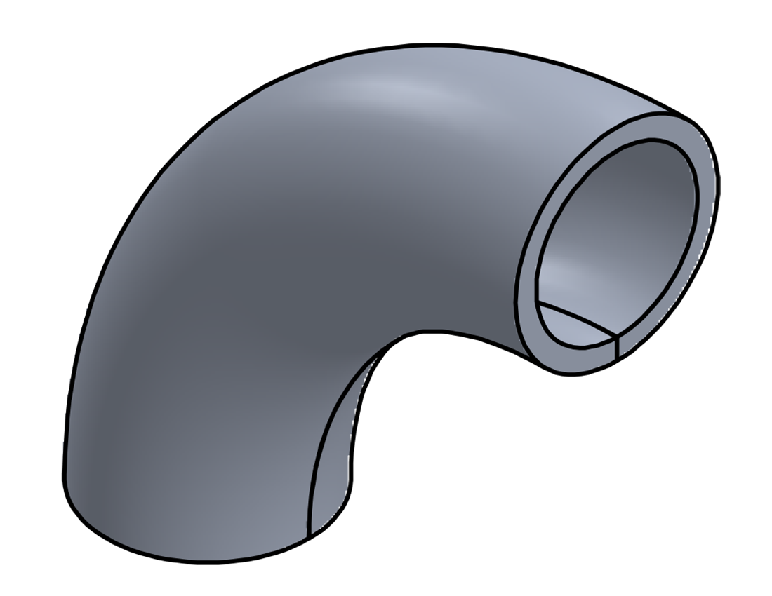 Picture of #E335-AL - ALUMINUM 1" PIPE 90° ECONOMY FORMED ELBOW 2" I.R.