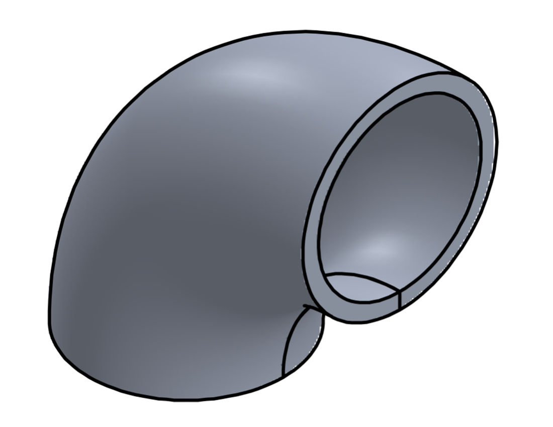 Picture of #E415-AL - ALUMINUM 1-1/4" PIPE 90° ECONOMY FORMED ELBOW 1" I.R.