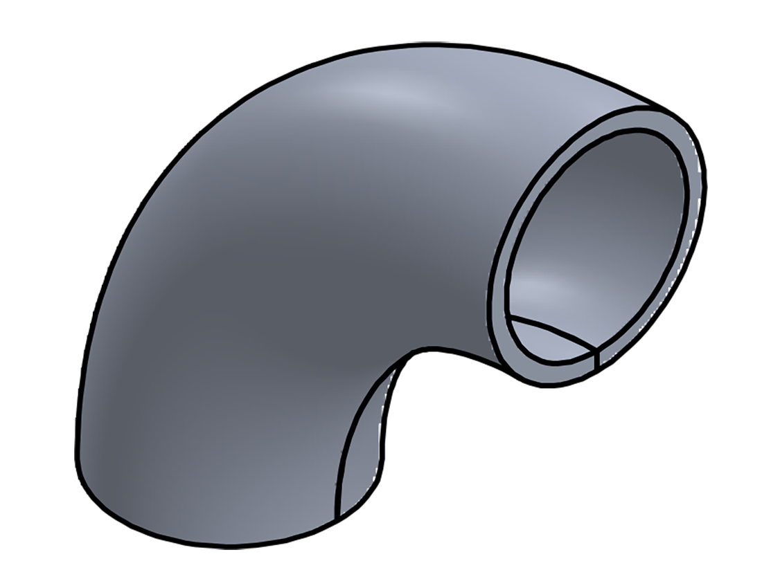 Picture of #E435-AL - ALUMINUM 1-1/4" PIPE 90° ECONOMY FORMED ELBOW 2" I.R.