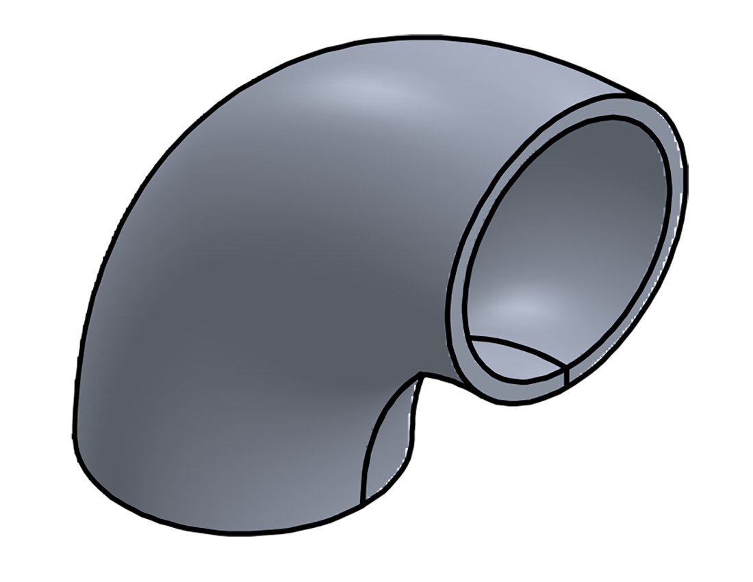 Picture of #E525-AL - ALUMINUM 1-1/2" PIPE 90° ECONOMY FORMED ELBOW 1.625" I.R.