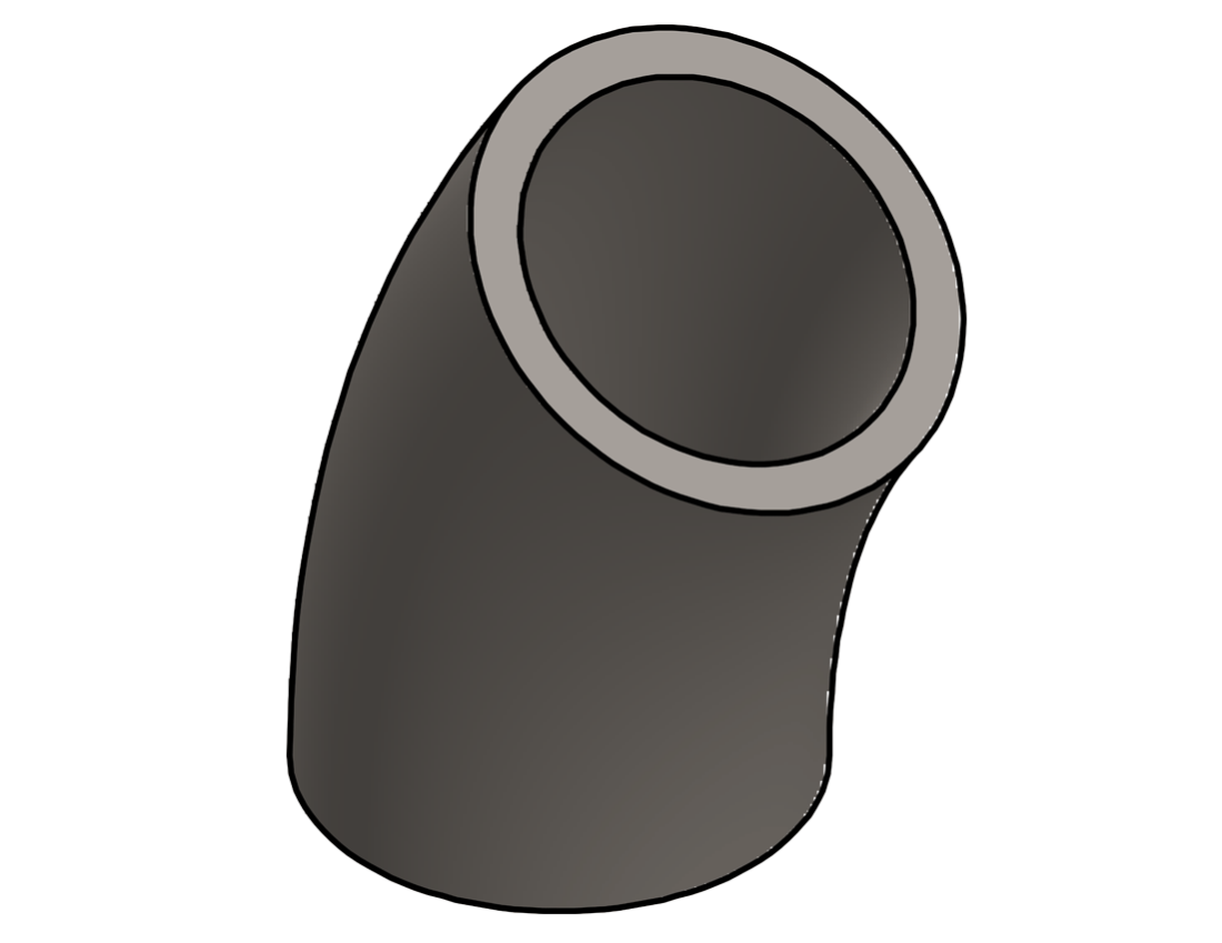 Picture of #1555-35 - ALUMINUM 1-1/2" PIPE 35° ELBOW 5 C.L.R.