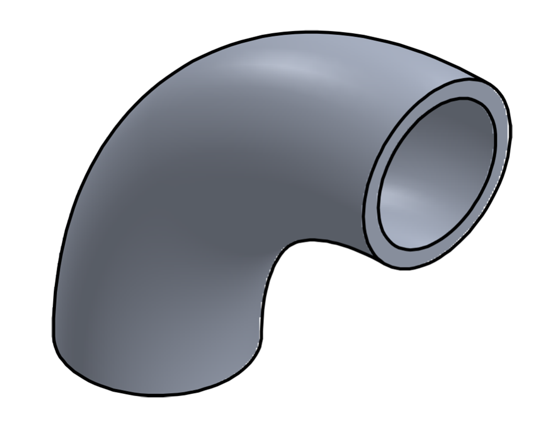 Picture of #1325 - ALUMINUM 1" PIPE 90° ELBOW 2.5" C.L.R.