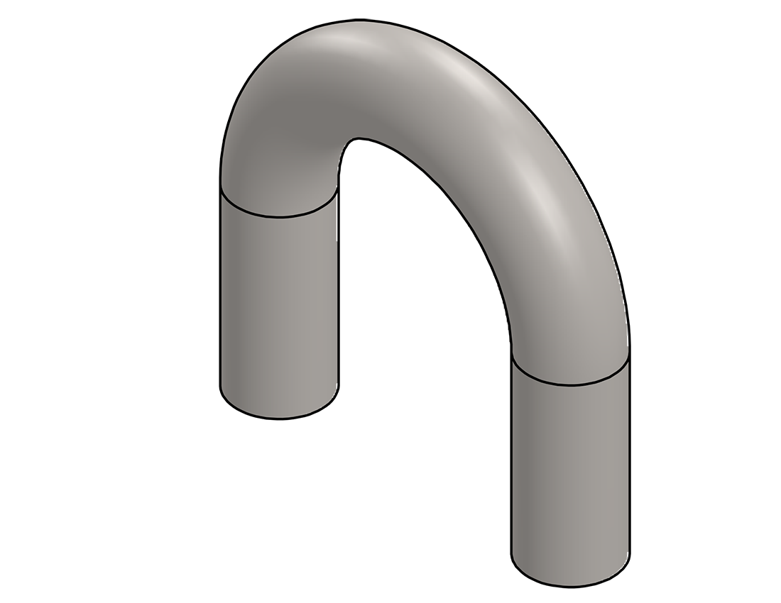 Picture of #758 - STEEL 2-1/2" PIPE 180° ELBOW W/TANGENTS 5" C.L.R.