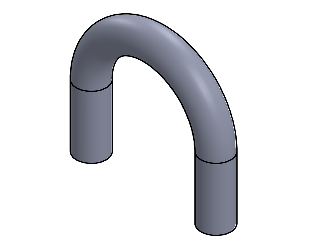 Picture of #1548 - ALUMINUM 1 1/2" PIPE 180° ELBOW W/ TANGENTS 4" C.L.R.