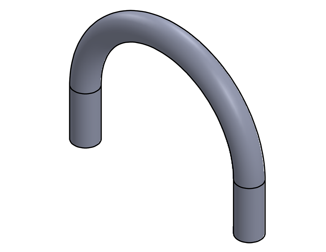 Picture of #1578 - ALUMINUM 1 1/2" PIPE 180° ELBOW W/ TANGENTS 7" C.L.R.