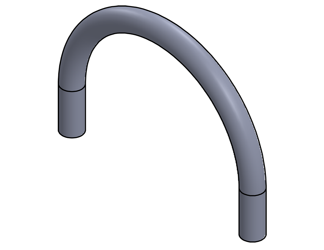 Picture of #1598 - ALUMINUM 1 1/2" PIPE 180° ELBOW W/ TANGENTS 9" C.L.R.