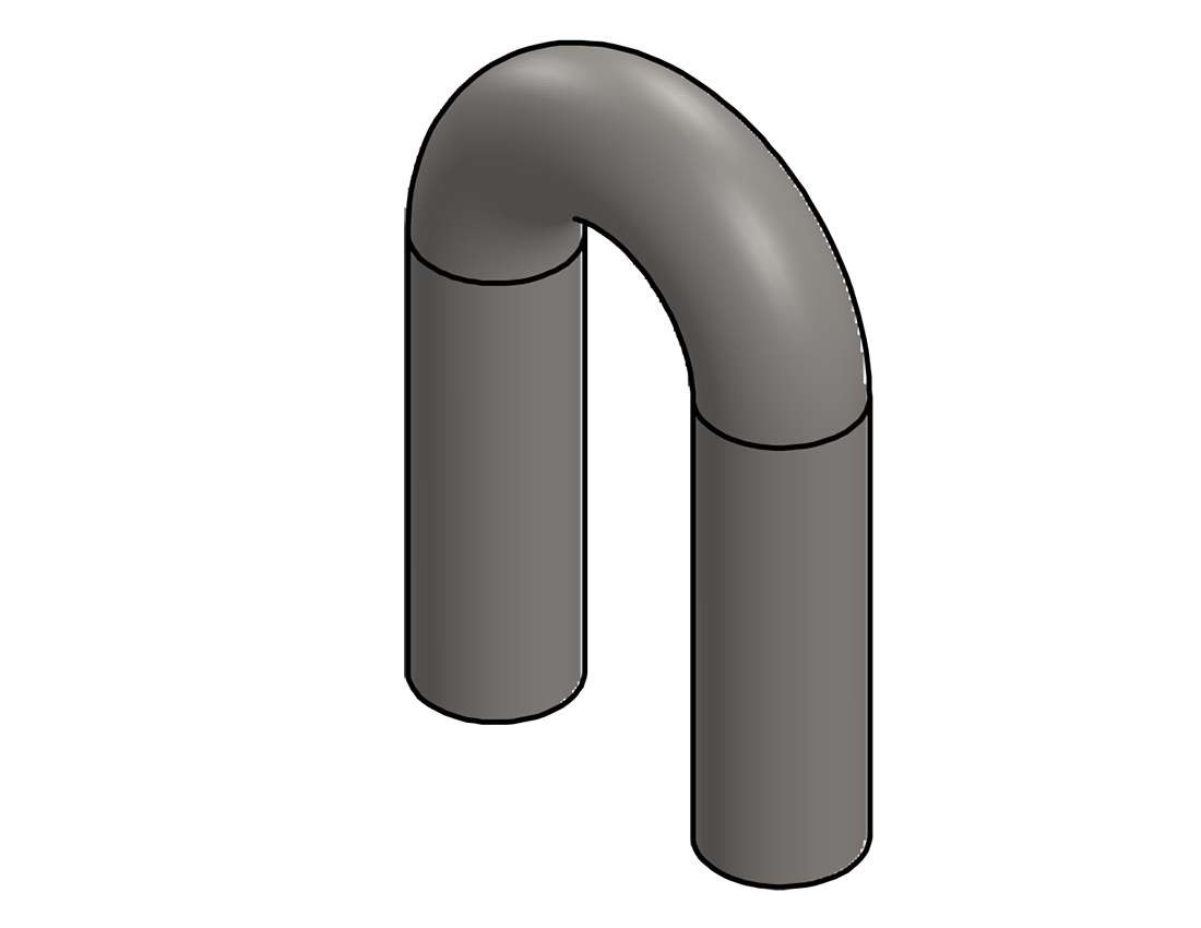 Picture of #2308 - STAINLESS STEEL 1" PIPE 180° ELBOW W/ TANGENTS 1.5" C.L.R.