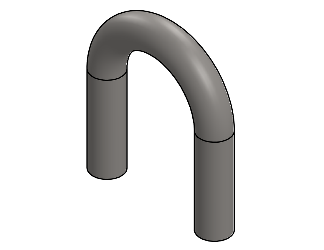 Picture of #2328 - STAINLESS STEEL 1" PIPE 180° ELBOW W/ TANGENTS 2.5" C.L.R.