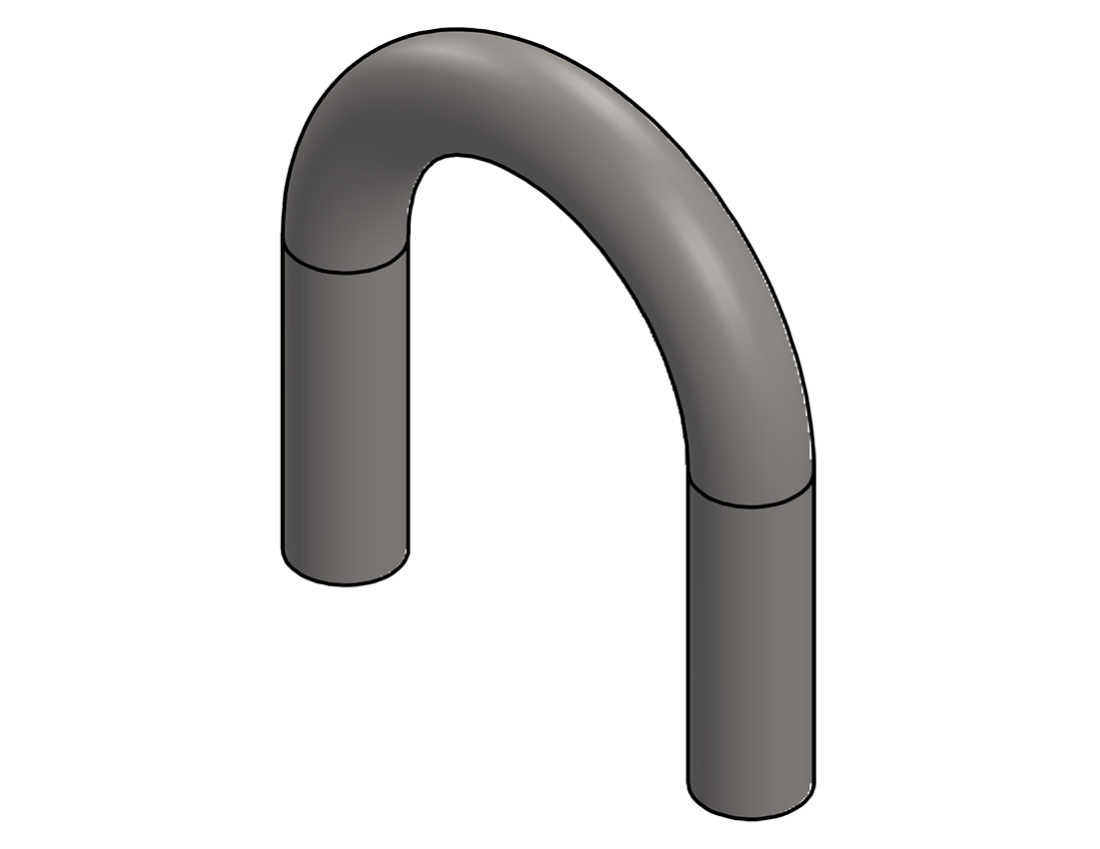 Picture of #2338 - STAINLESS STEEL 1" PIPE 180° ELBOW W/ TANGENTS 3" C.L.R.