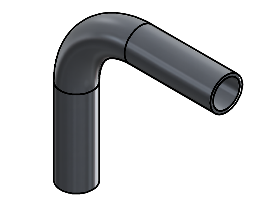 Picture of #SEAL07516901.502T - ALUMINUM  3/4" O.D. X .065 WALL 90° ELL 1 1/2" C.L.R.