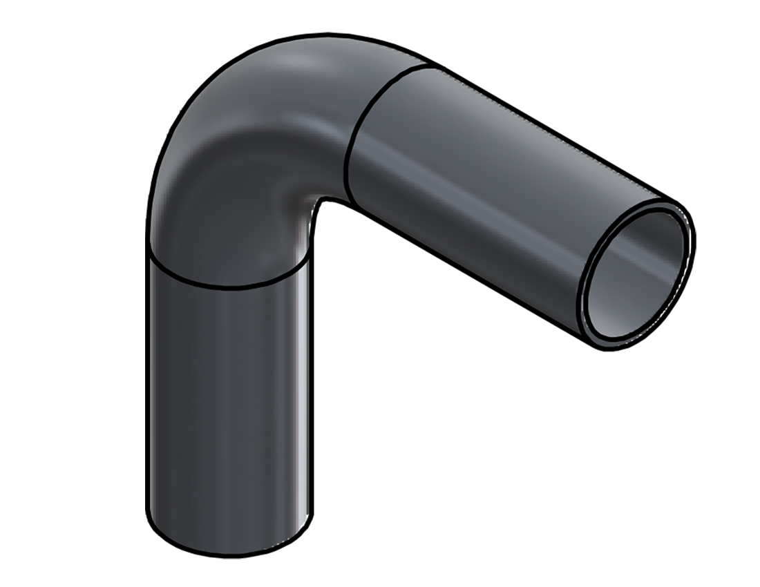 Picture of #SEAL10016901.502T - ALUMINUM  1" O.D. X .065 WALL 90° ELL 1 1/2" C.L.R.