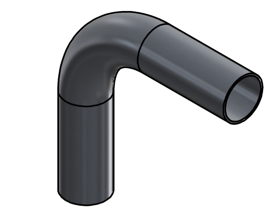 Picture of #SEAL13816902.503T - ALUMINUM  1 3/8" O.D. X .065 WALL 90° ELL 2 1/2" C.L.R.