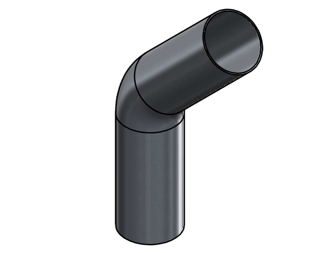 Picture of #SEAL25016452.505T - ALUMINUM  2 1/2" O.D. X .065 WALL 45° ELL 2 1/2" C.L.R.