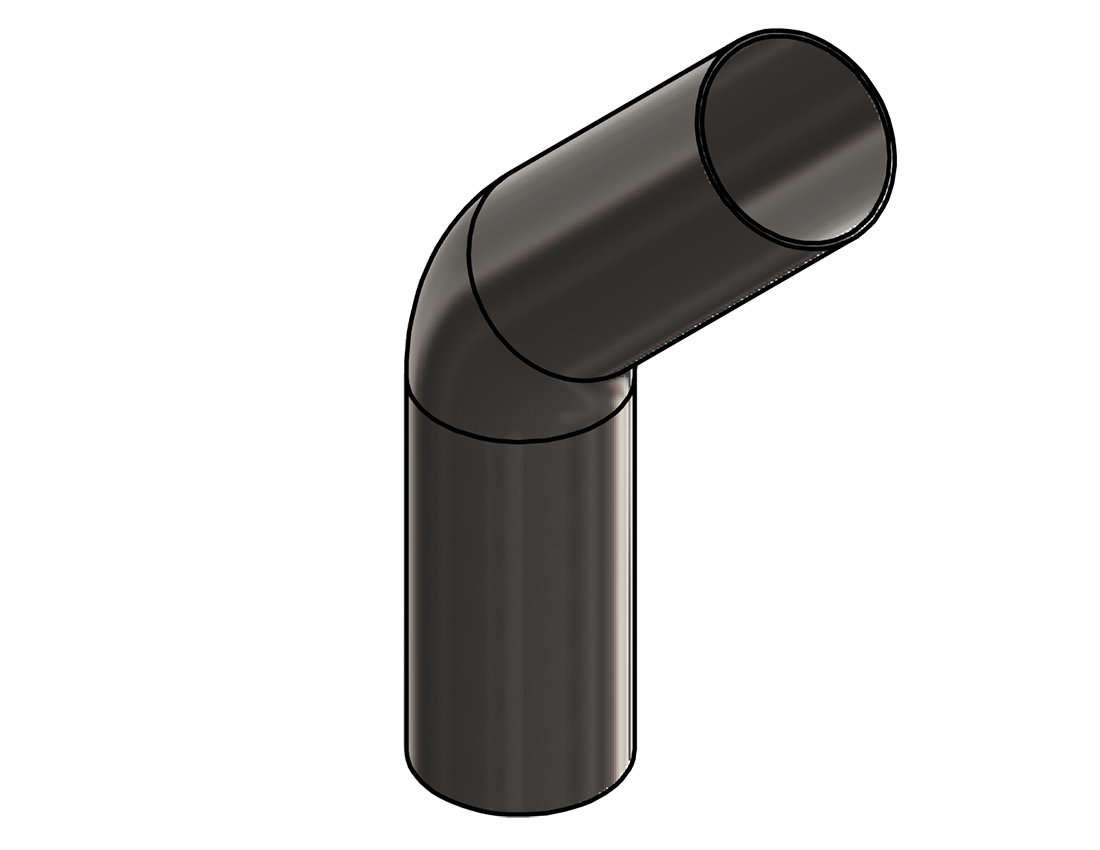 Picture of #SESS25016452.505T -  STAINLESS STEEL   2 1/2" O.D. X .065 WALL (16 GAGE) 45° ELL 2 1/2" C.L.R.